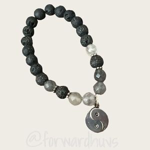 Lava Stone Bracelet with Yin Yang